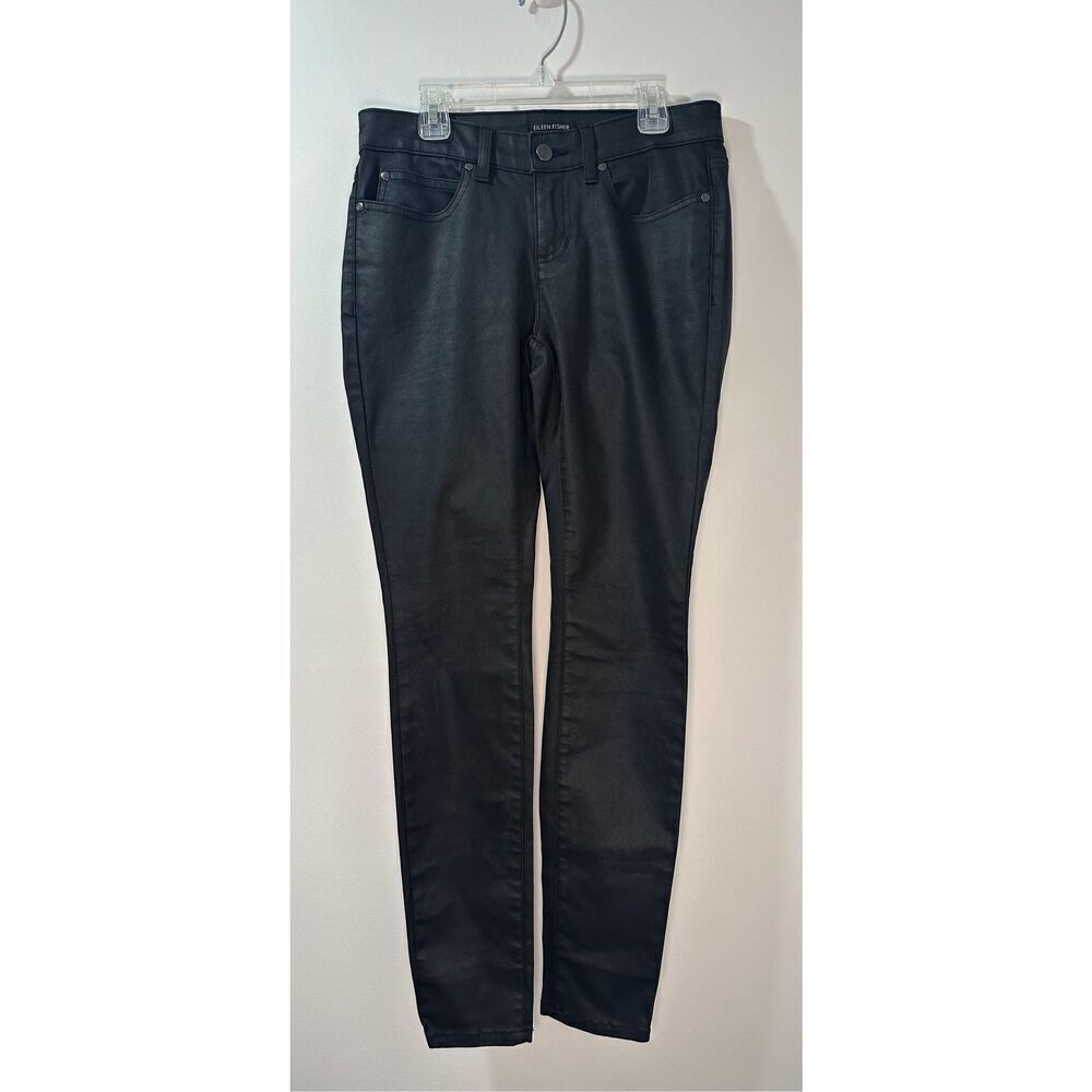 Eileen Fisher organic cotton blend black women’s waxed casual pant size 2 #24-17